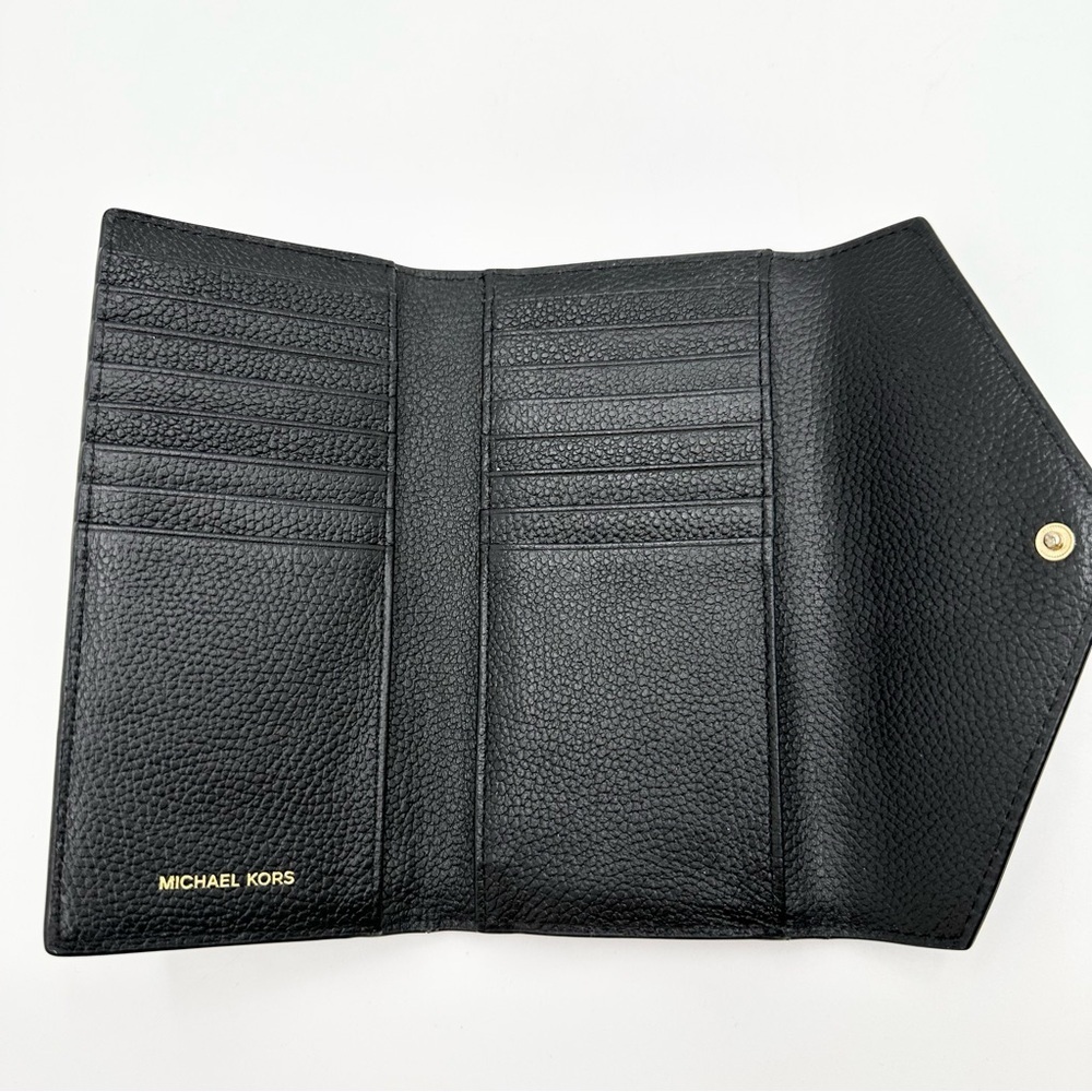 Michael Kors Black Leather Slim Trifold Envelope Wallet - Picture 10 of 11